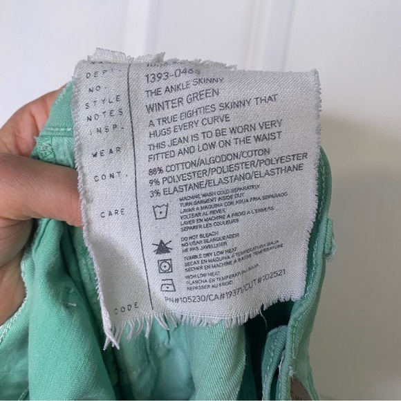 Current/Elliott Winter Green The Ankle Skinny Jeans Size 30 - Picture 8 of 9